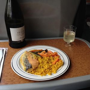 Dinner onboard XC Voyager, Supreme of Salmon.