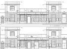 Current and proposed front elevations of the Ely Station Booking office, showing a second door
