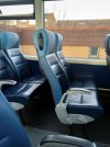 Three-tone blue leather coach spec seats.