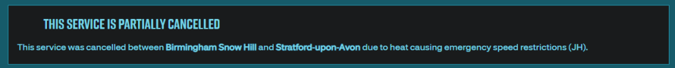 This service was cancelled between Birmingham Snow Hill and Stratford-Upon-Avon due to heat causing emergency speed restrictions (JH).
