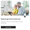 Screenshot of the website showing the headline Reducing home heat loss above the sub-head quoted above.