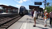 73. Train to Stockholm arrives at Laggesta.JPG