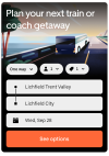 Screenshot showing Uber train ticket planning form