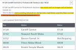 0728 Cardiff Central to Portsmouth Harbour due 1052 will no longer call at Severn Tunnel Junction. This is due to overcrowding because an earlier train had fewer coaches than normal. Will be formed of 2 coaches instead of 5.