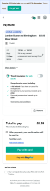 TTL charging fees for Advance bookings