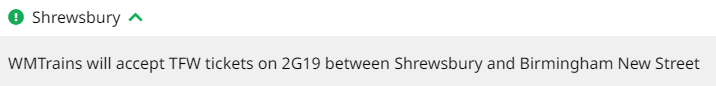  Shrewsbury WMTrains will accept TFW tickets on 2G19 between Shrewsbury and Birmingham New Street