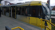 Tram at Deansgate-Castlefield, the Pantograph is relatively low down