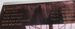 Display board showing the 10:xx to various stations from Inverness, as well as the 14:19 to BOATGBF