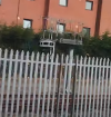 A signal frame, complete with ladder, with no signal.