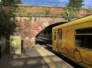 Cressington railway station, narrow platform under bridge
