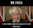 An aged Boris Johnson in the year 2035 telling the country 'a few more months and we've got this beat'