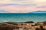 View from Italy of the Albanian mountains across the Otranto Strait