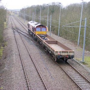 class 66 delivering barrier wagons