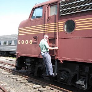 Me climbing on board PRR-5888 EMD model E-8.