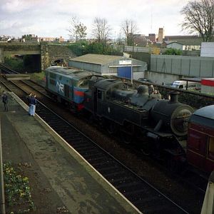 101 Lisburn 03 11 1990
101 rescues RPSI 4 after failing on the Knockmore Bank