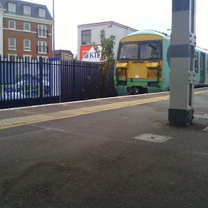 Having terminated with the 1217 from London Victoria, 456019 departs for the down siding at Epsom to await it's return journey.