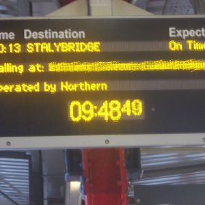 This is the board on platform 3A showing the flyer, just before it got moved over to platform 1