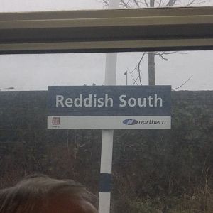 The sign at Reddish South. As expected, nobody was waiting here to get to such exotic places as Denton, Guide Bridge or Stalybridge.

To me, it seem