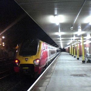 Voyager at Holyhead at night