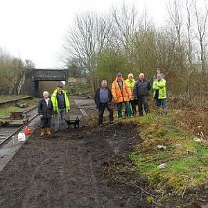 volunterys clearing overgrown station