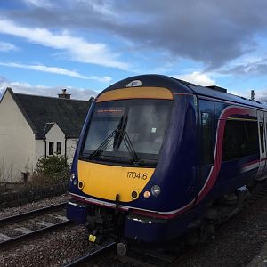 170 416 departs Linlithgow on one of its last services for Scot Rail after 17 years of service before being moved to southern to be transformed into a