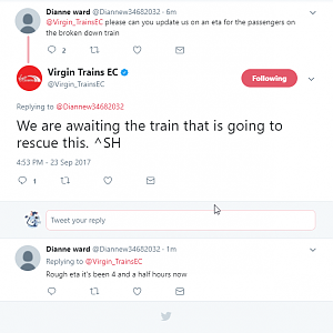 2017 09 24 00 59 21 Virgin Trains EC on Twitter   @Diannew34682032 We are awaiting the train that is