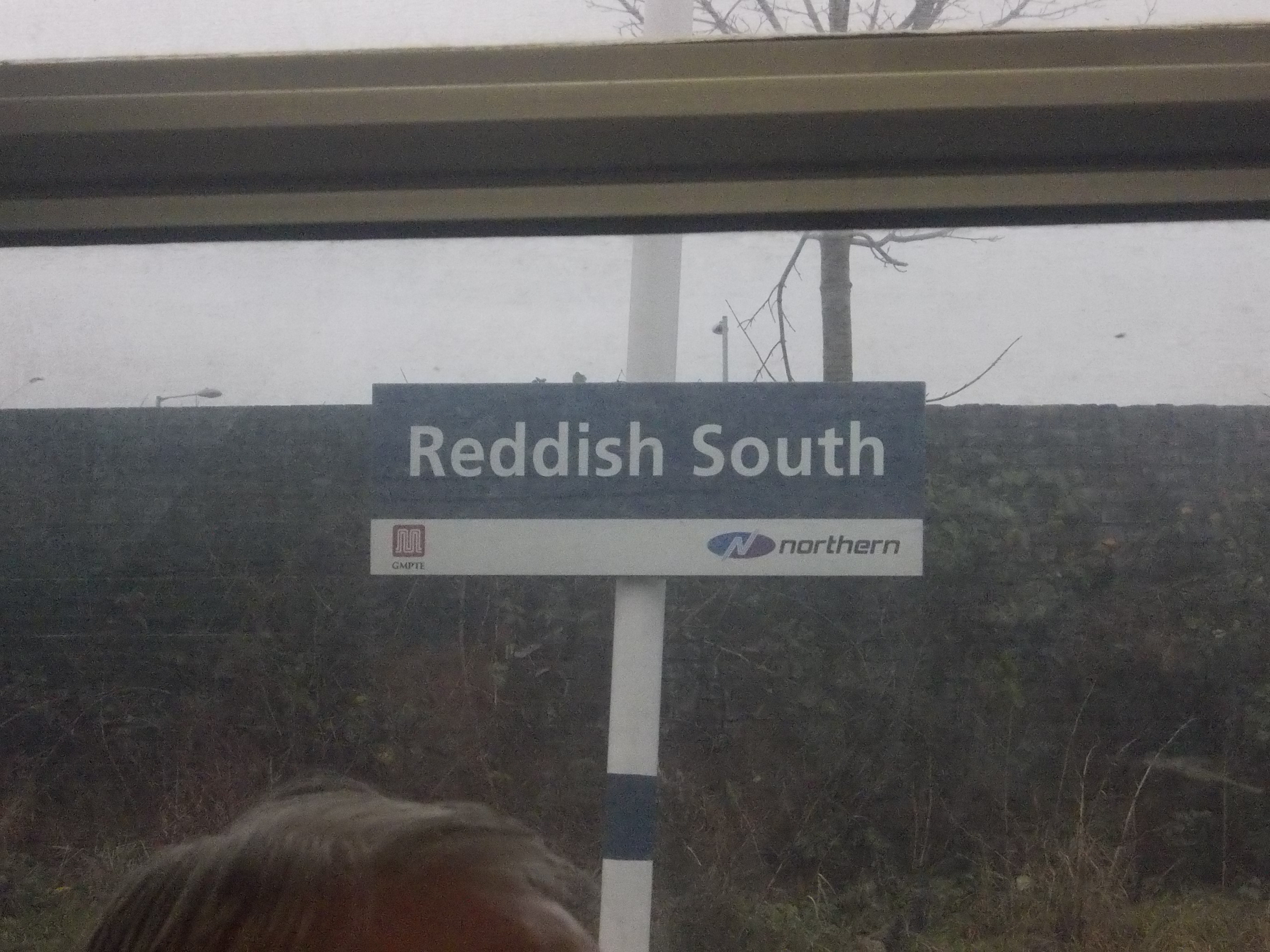 The sign at Reddish South. As expected, nobody was waiting here to get to such exotic places as Denton, Guide Bridge or Stalybridge.

To me, it seem