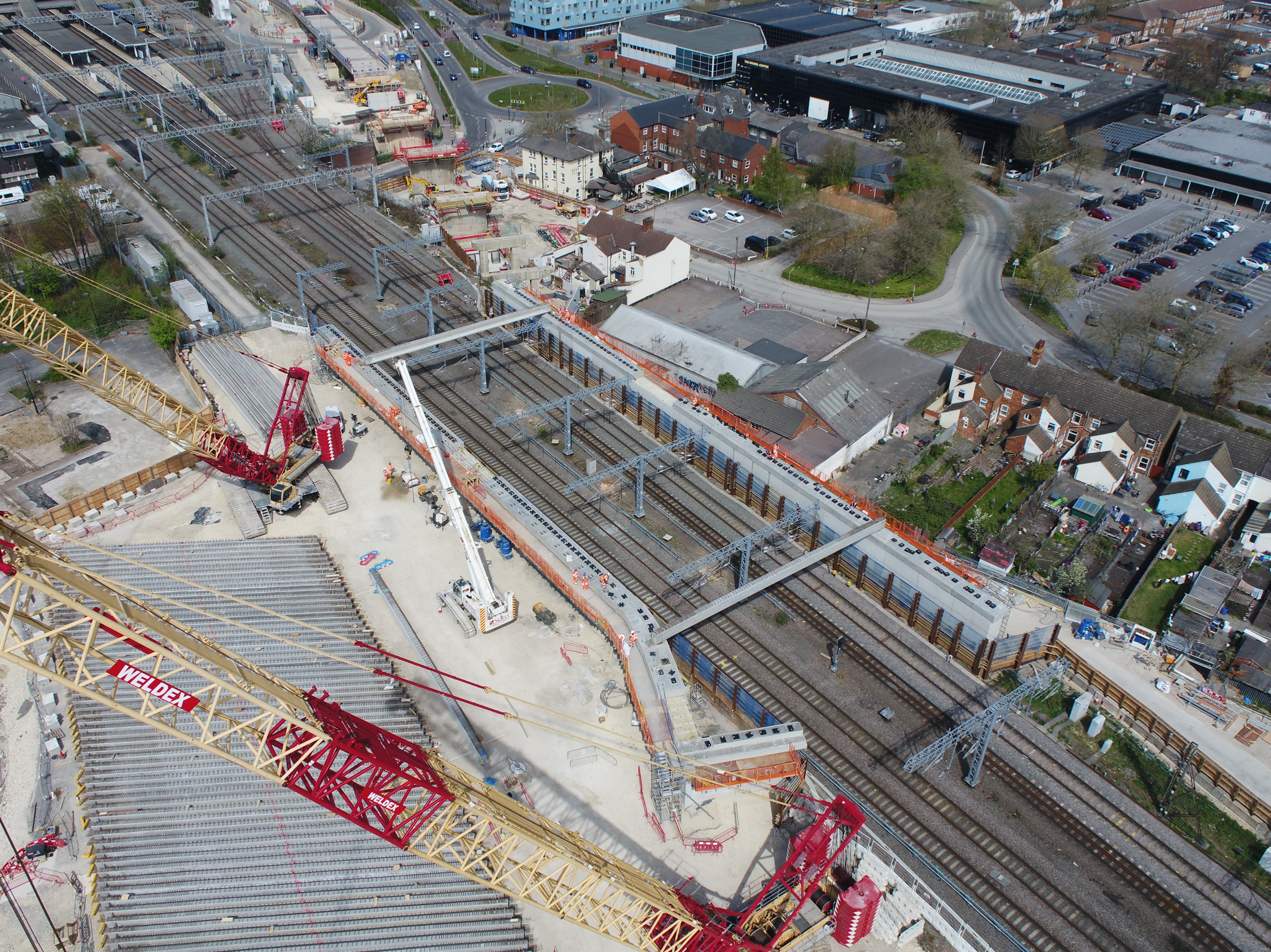 Aerial photo of Cranes at Bletchley Flyover 1