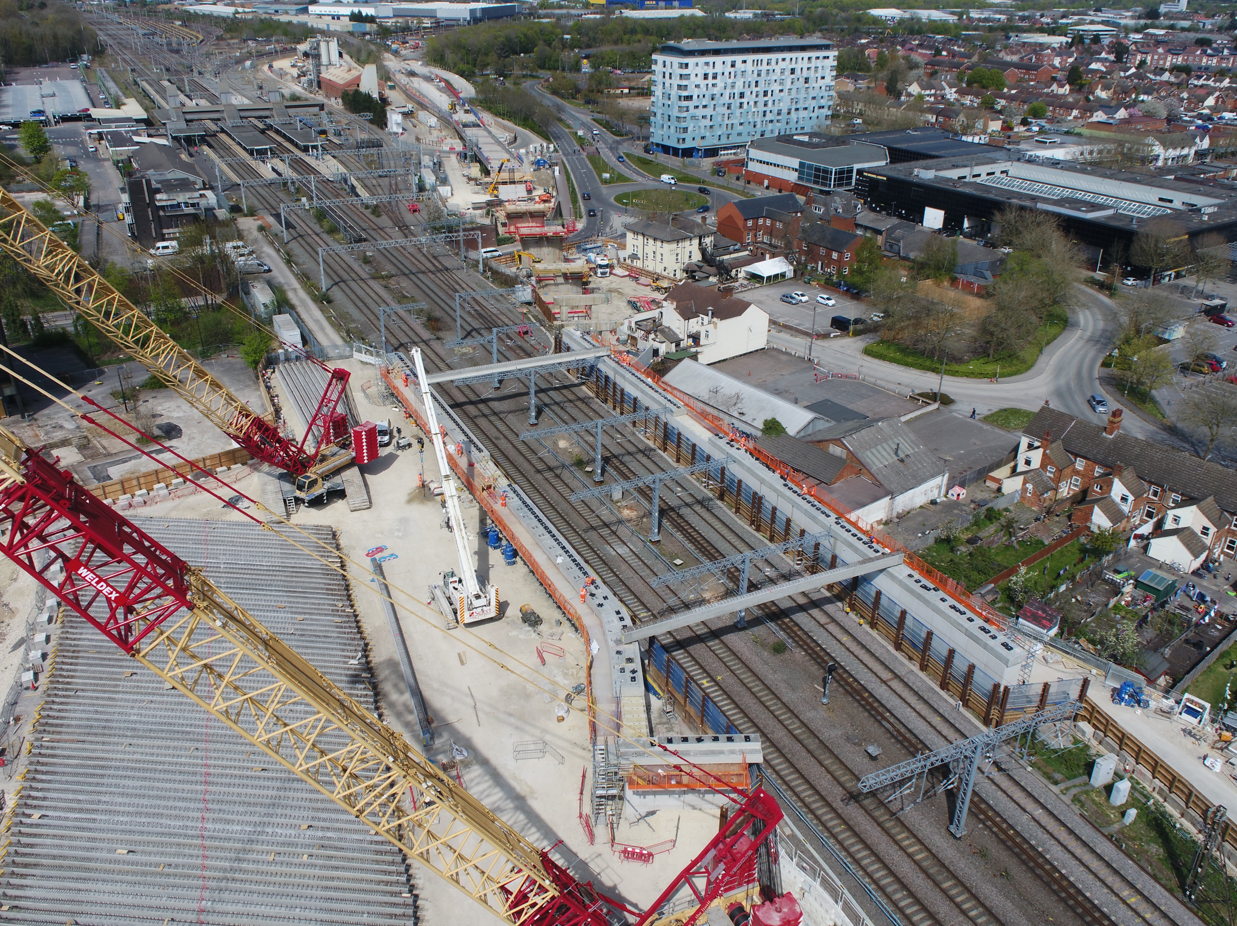 Aerial photo of Cranes at Bletchley Flyover 2