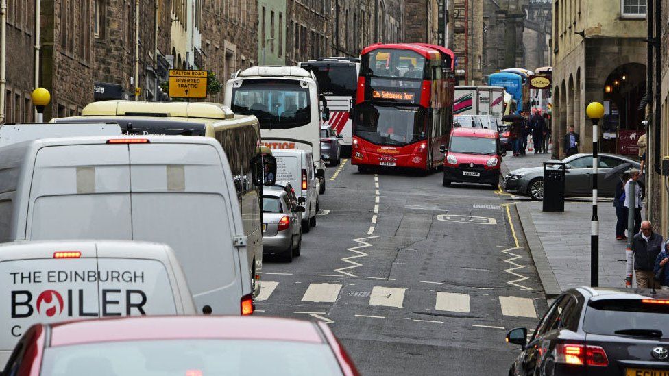 Edinburgh traffic on the Royal Mile