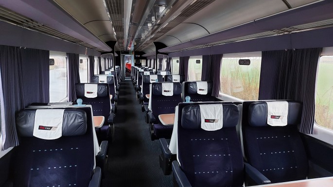 Image of First Class coach interior with XC Antimacassars fitted