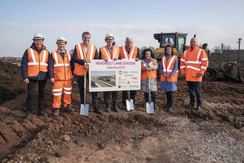 Joint partners in the Headbolt Station scheme, including the Metro Mayor, on site as earthworks begin